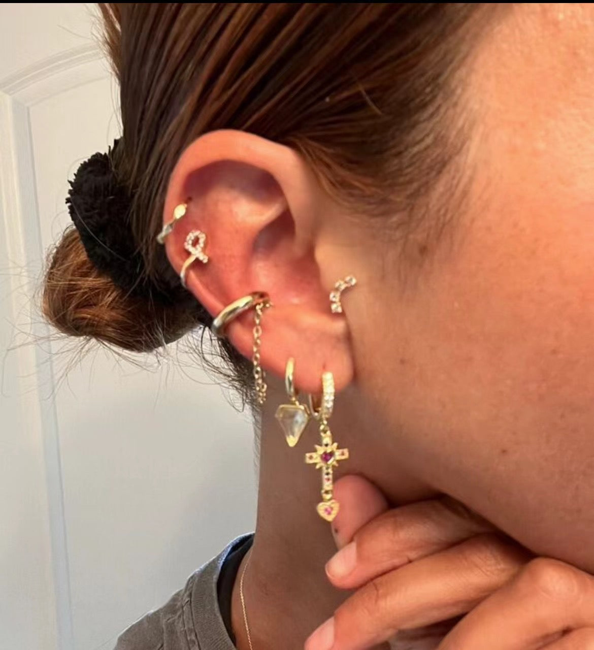 Sacred Heart Cross Earrings