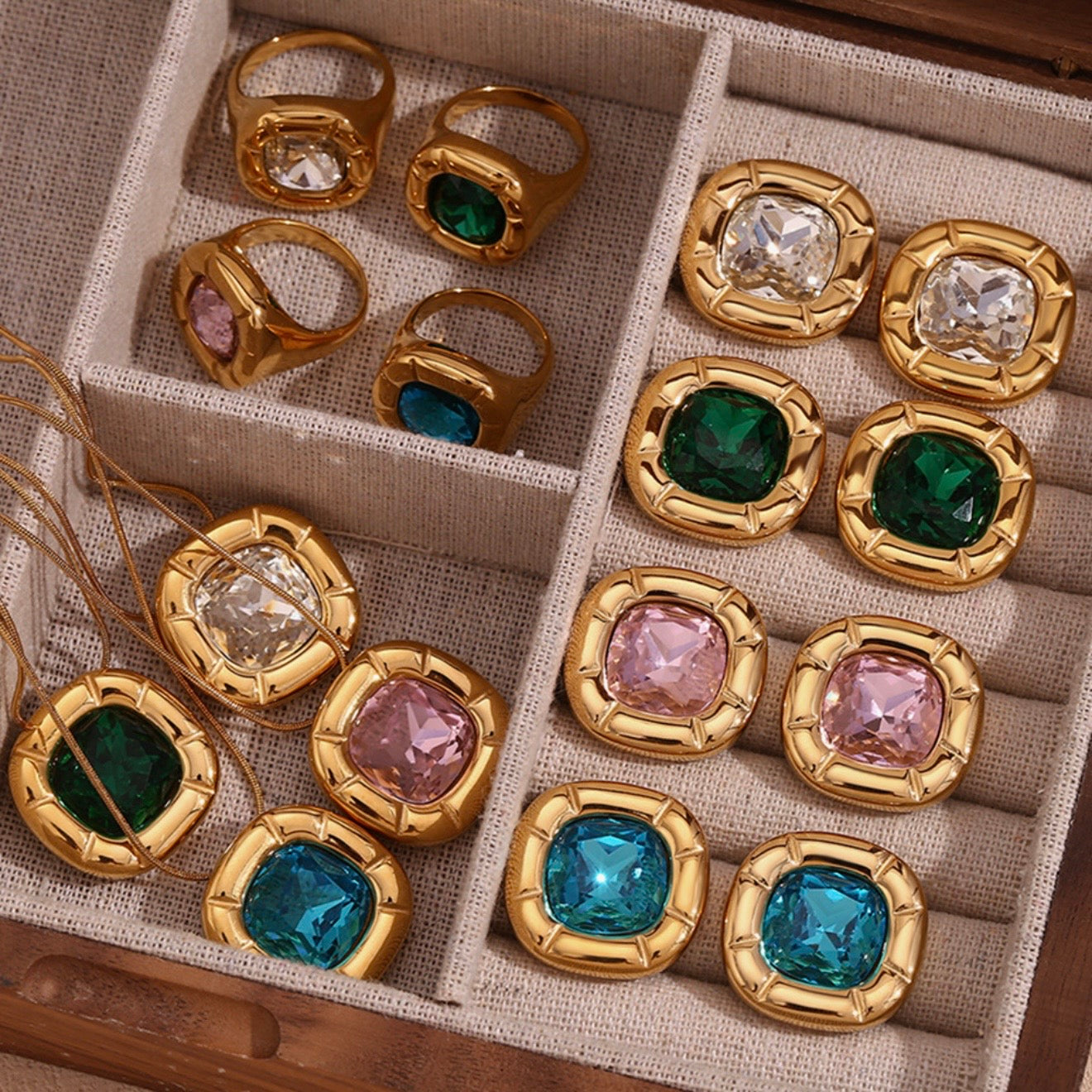 Cushion Crystal Stud Earrings