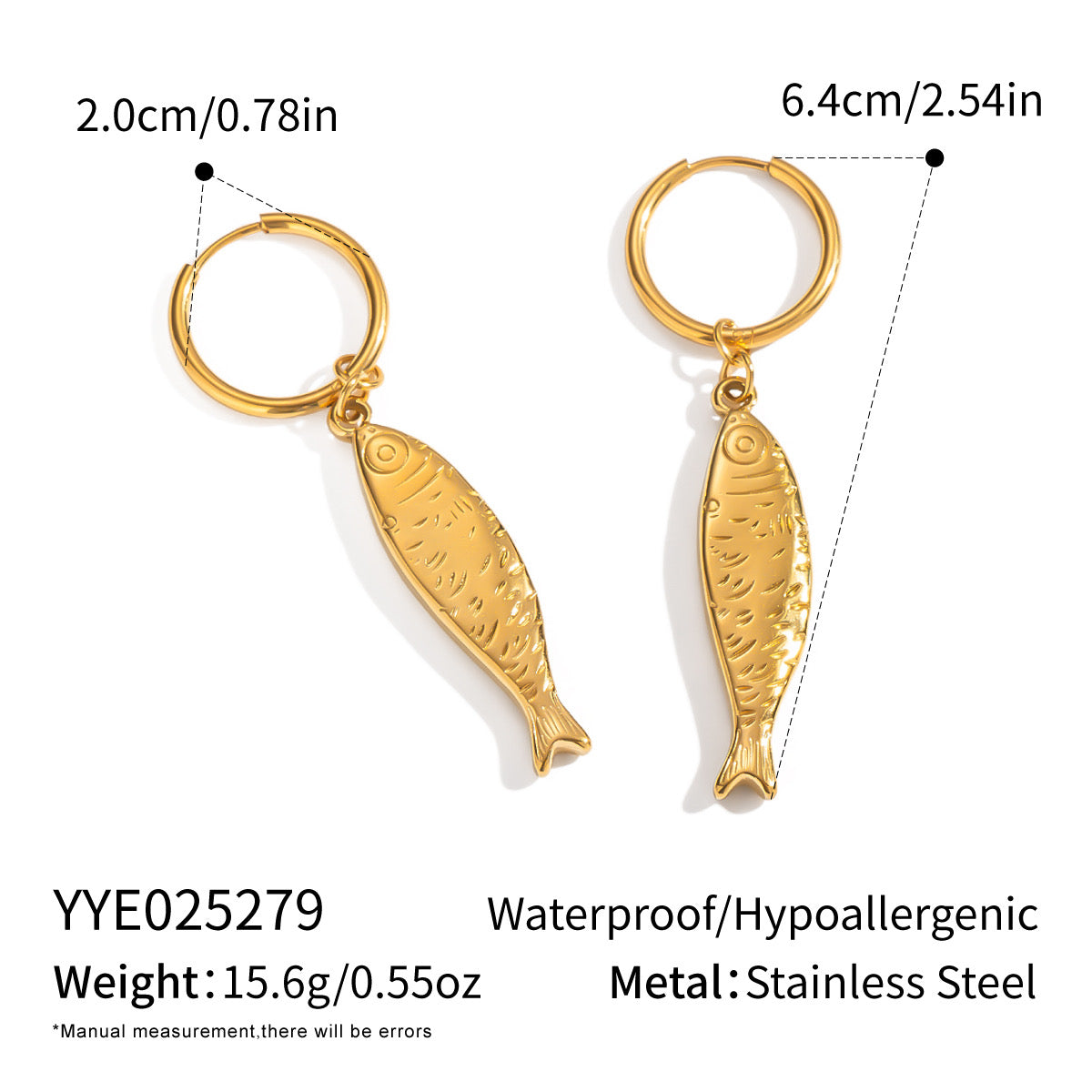 Golden Sardine Hoops 🐟