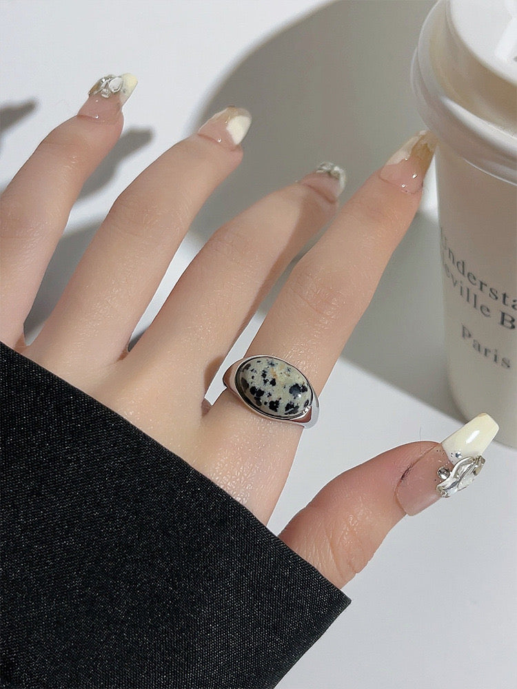 Dalmatian Adjustable Stone Ring