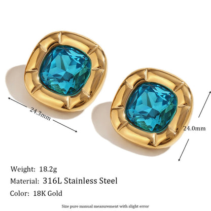 Cushion Crystal Stud Earrings