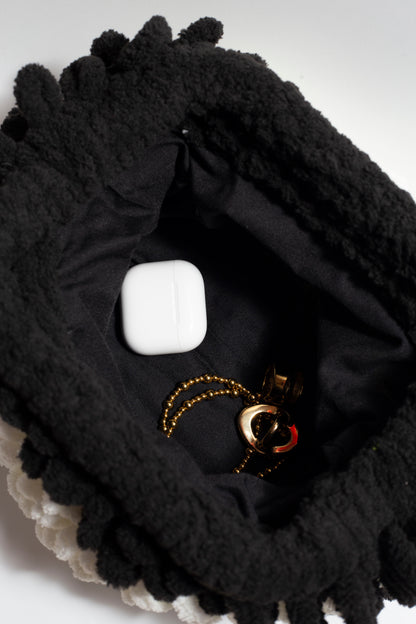 Black & Off-White Puffy Bag