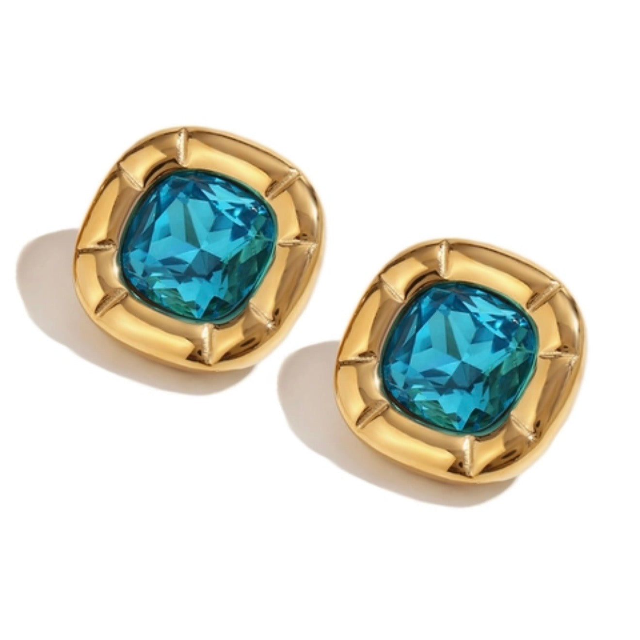 Cushion Crystal Stud Earrings