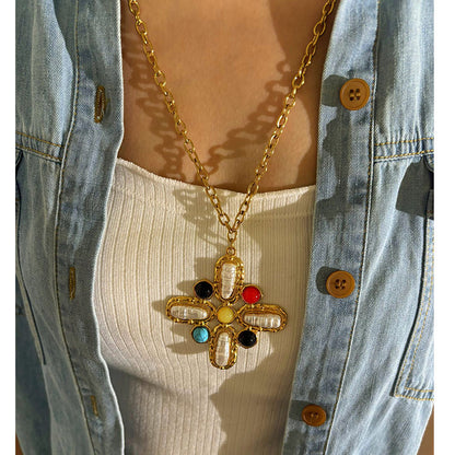 Mosaic Cross Necklace