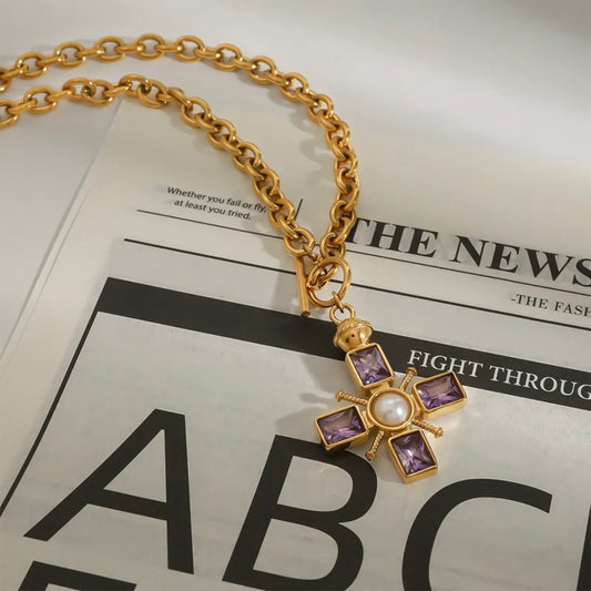 Amethyst Cross Necklace