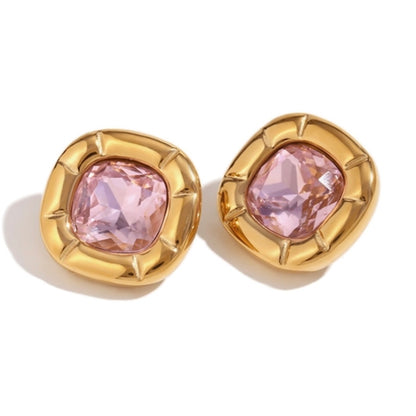Cushion Crystal Stud Earrings