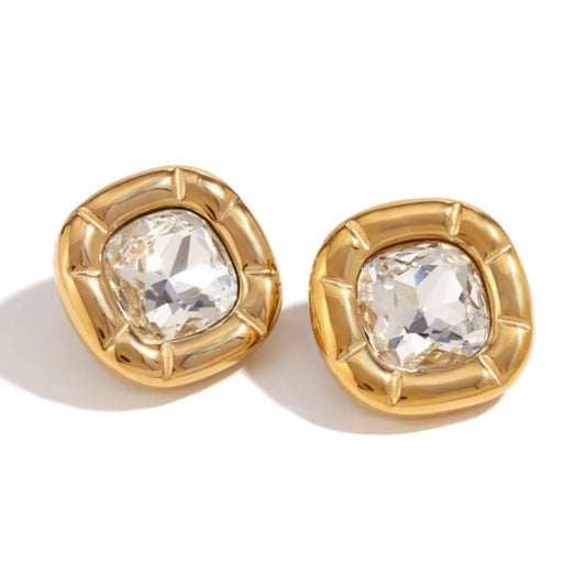 Cushion Crystal Stud Earrings