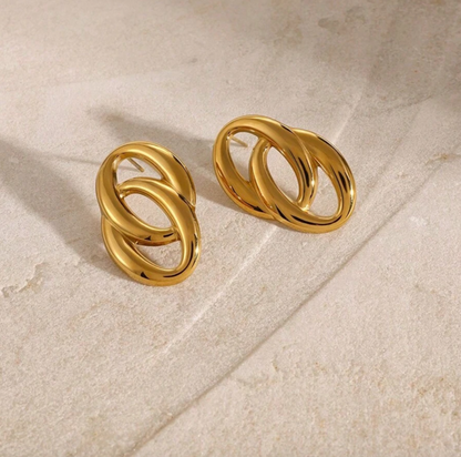 Geometric Double Oval Hollow Earring