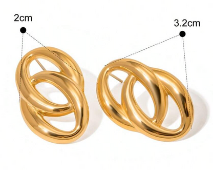 Geometric Double Oval Hollow Earring