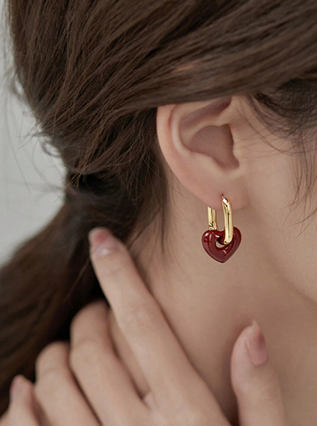 Red Heart Design Earring