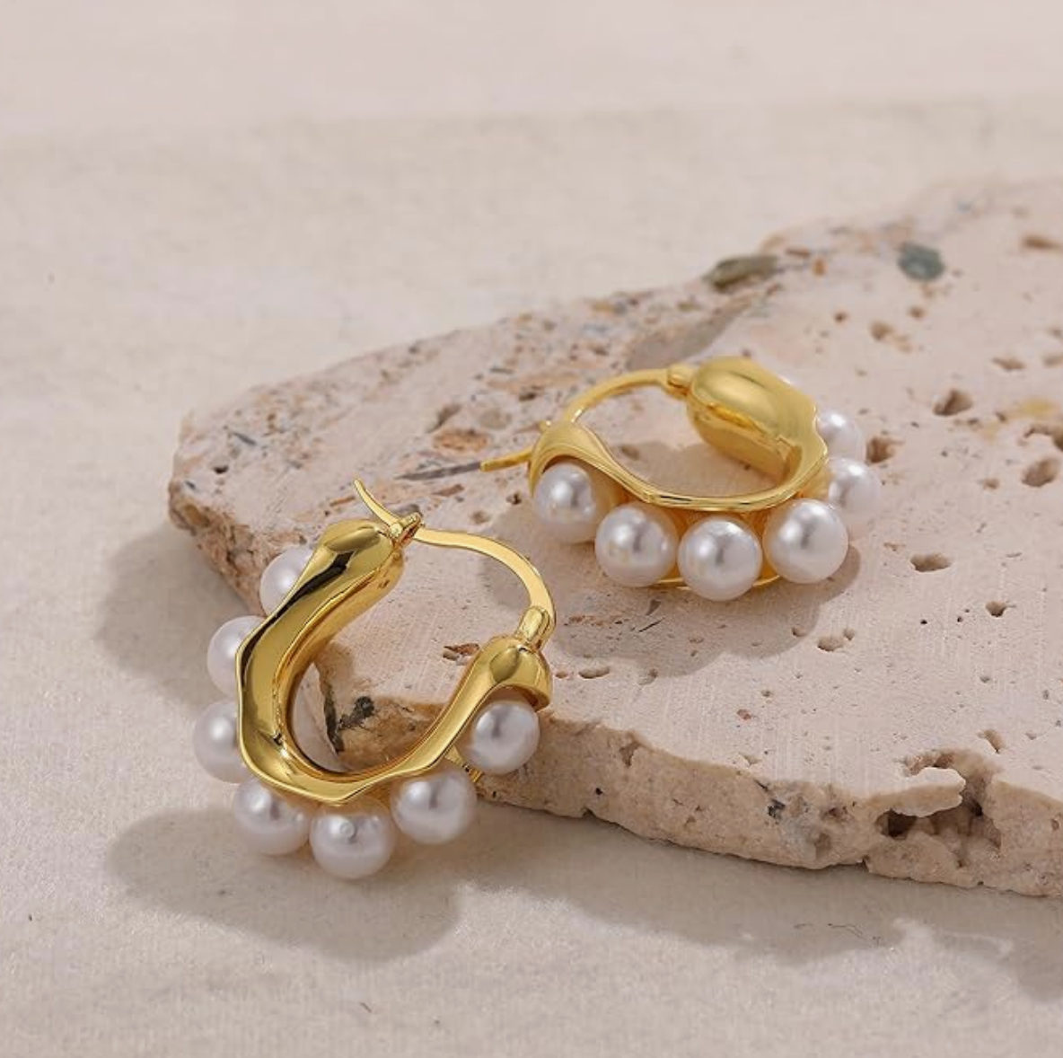 Sea Breeze: Elegant Pearl & Embellished Hoops