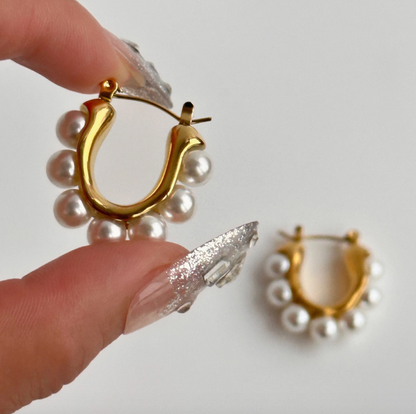 Sea Breeze: Elegant Pearl & Embellished Hoops