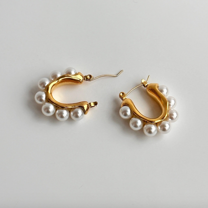 Sea Breeze: Elegant Pearl & Embellished Hoops