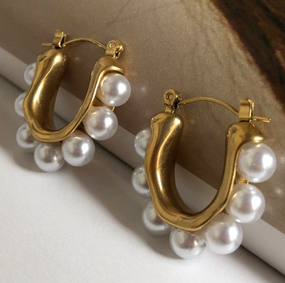 Sea Breeze: Elegant Pearl & Embellished Hoops