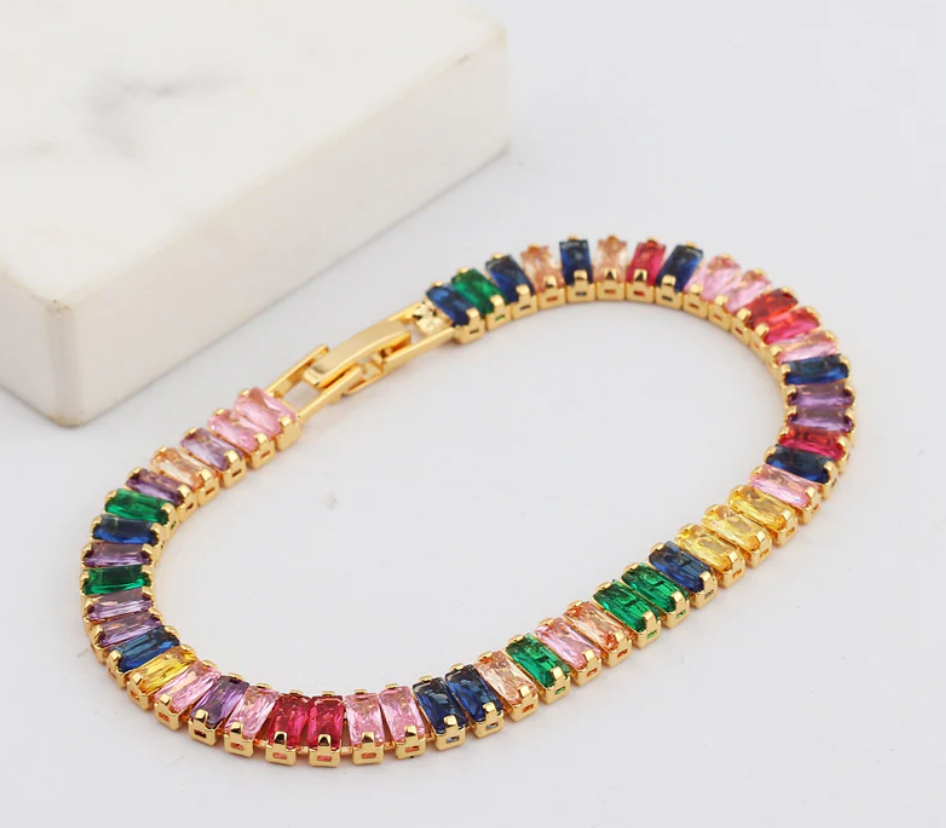 Multi Triple Row Crystal Bracelet